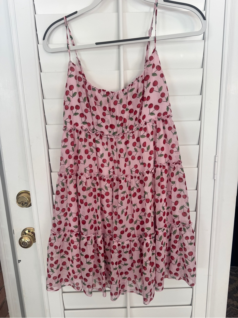 Trixxi Pink Cherry Print Tiered Sundress